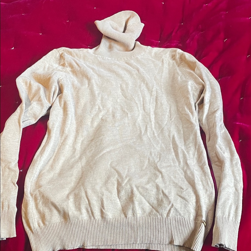 Calvin Klein Beige Knit Turtleneck Sweater